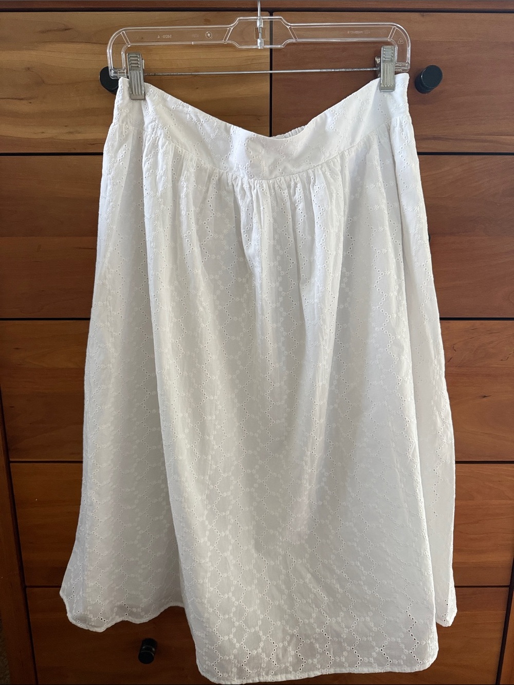 Steve Madden White Eyelet Midi Skirt Classic Women's Skirt Lined Size L NWT